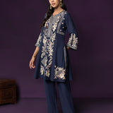 Aarvi Navy Floral Embroidered Suit Set with Dupatta