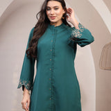 Solid Embroidered Straight Tunic Shirt