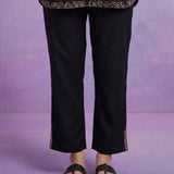 Black Cotton Slub Applique Dori Work Co-ord Set