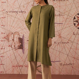 Sylvia Olive Monochrome Lyocell Kurta for Women