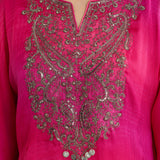 Aarohi Electric Fuchsia Ombre Embroidered Kaftan Set