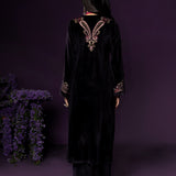 Navya Purple Embroidered Velvet Suit Set with Brasso Dupatta