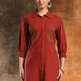 Paisley Embroidered Shirt Style Tunic