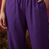 Dark Purple Solid Cotton Straight Co-Ord Set