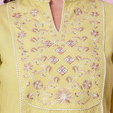 Cotton Linen Embroidered Kurta