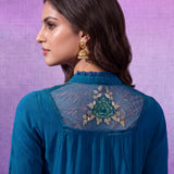 Nivara Teal Embroidered Top