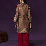 Aaraya Navy Printed Jamawar Kurta