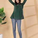 Ethnic Threadwork A-Line Georgette Kurti
