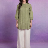 Light Green Cotton Thread Sequin Embroidered Shirt