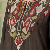 Myra Charcoal Grey Applique Embroidered Kurta Set