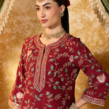 Vaara Kalini Maroon Embroidered Suit Set with Dupatta