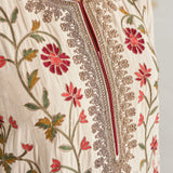 Aafreen Floral Ivory Aari & Zari Embroidered Panelled Suit Set