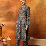Wool Blend Floral Printed Kurta Palazzo Set