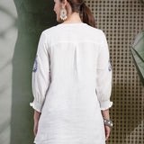 Lucknowi Embroidered Cotton Tunic Shirt