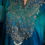 Aarini Blue Ombre Embroidered Kaftan Set
