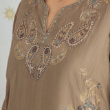 Navya Golden Brown Embroidered Kurta Set