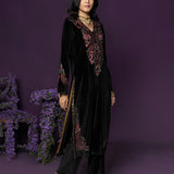 Navya Black Embroidered Velvet Suit Set with Brasso Dupatta