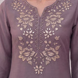 Aaravi Lavender Foil Applique Embroidered Suit Set
