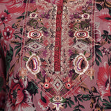Pink Rayon Floral Embroidered Straight Co-ord Set