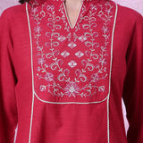 Cotton Linen Embroidered Kurta