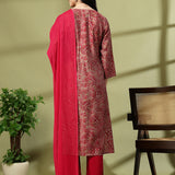 Chanderi Cotton Printed Kurta Trouser Dupatta Set
