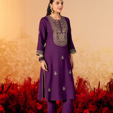 Riva Imperial Purple Embroidered Suit Set