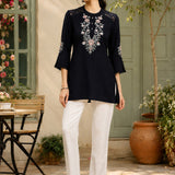 Thread Embroidered Crepe Kurti