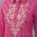 Fuchsia All-Over Printed Cotton Cambric Straight Kurti