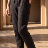 Black Cotton Blend Regular Fit Capris