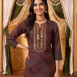 Saanika Dusky Red Printed Kurta Set