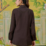Meher Plum Brown Thread Embroidered Shirt