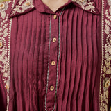 Aurelia Berry Wine Dori Embroidered Appliqué Co-ord Set