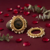 Kiara Pearl Bor Hoop Earrings