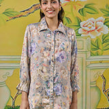 Eshara Misty Grey Floral Printed Shirt