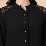 Solid Embroidered Straight Tunic Shirt