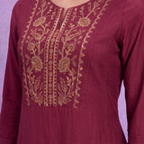 Fuchsia Nylon Viscose Zari Dori Embroidered Co-ord Set