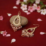 Salmon Pink Diya Oval Bead Earrings
