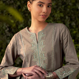 Syra Grey Embroidered Rayon Kurta Set for Women