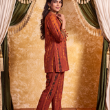 Aaira Amber Red Printed Embroidered Co-ord Set