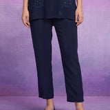 Navy Embroidered Straight Co-ord Set