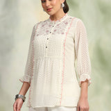 Ethnic Threadwork A-Line Georgette Kurti