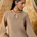 Tanirika Ecru Beige Embroidered Kurta Set