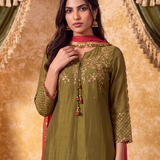 Vritika Shamrock green Embroidered Suit Set