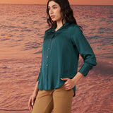 Cecelia Green Satin Shirt for Women