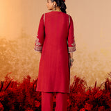 Devika Dark Red Embroidered Suit Set