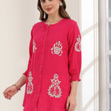 Lucknowi Embroidered Cotton Tunic Shirt