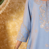 Ishika Misty Blue Embroidered Suit Set
