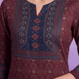 Maroon Printed Viscose Straight Co-Ord Set