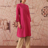 Sylvia Crimson fuchsia Monochrome Lyocell Kurta for Women