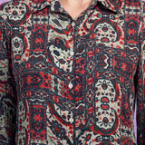 Red Nylon Viscose Straight Kurti with Shirt Collar